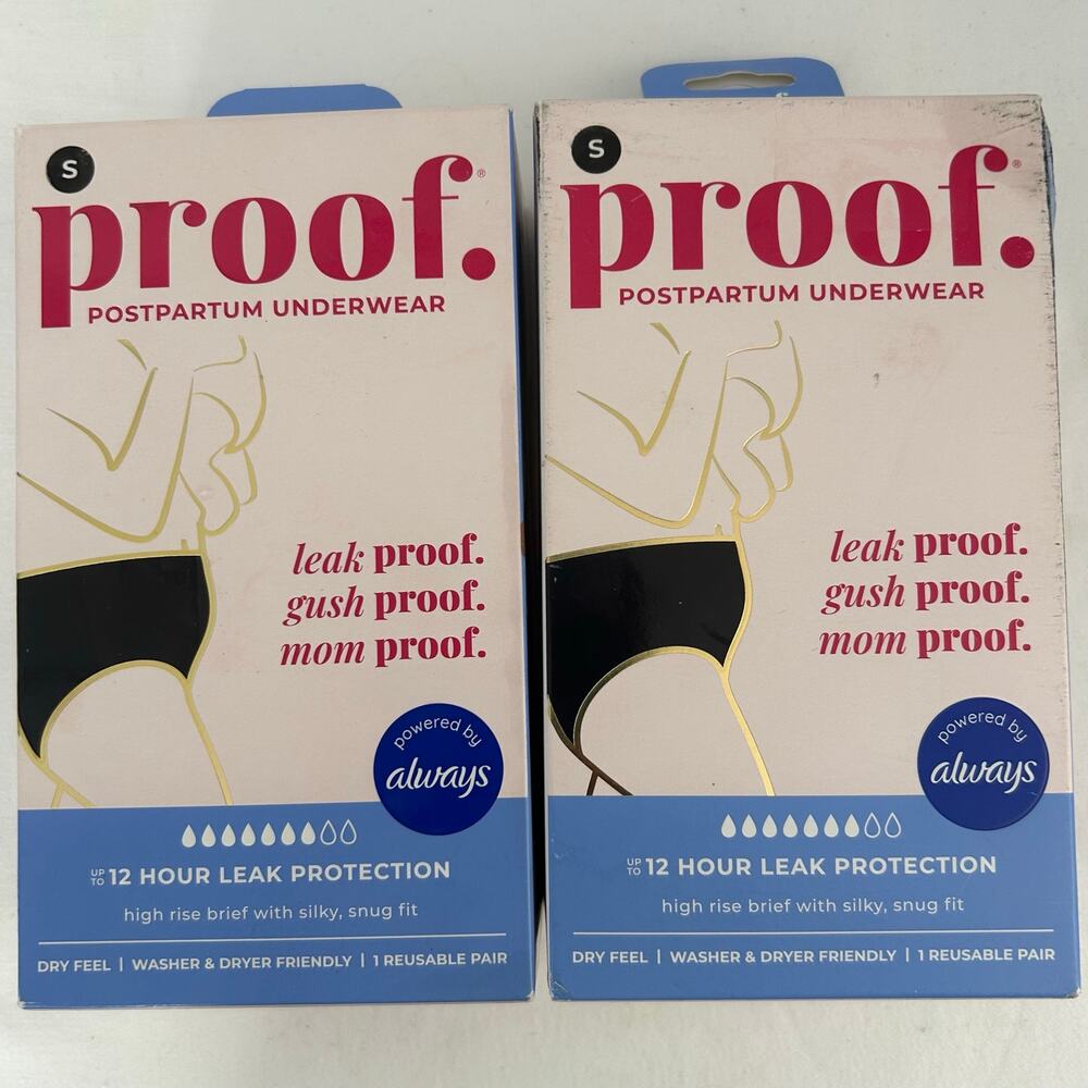 Proof Postpartum Underwear Size S Leak Proof Reusable Briefs Lot of 2 NIB
